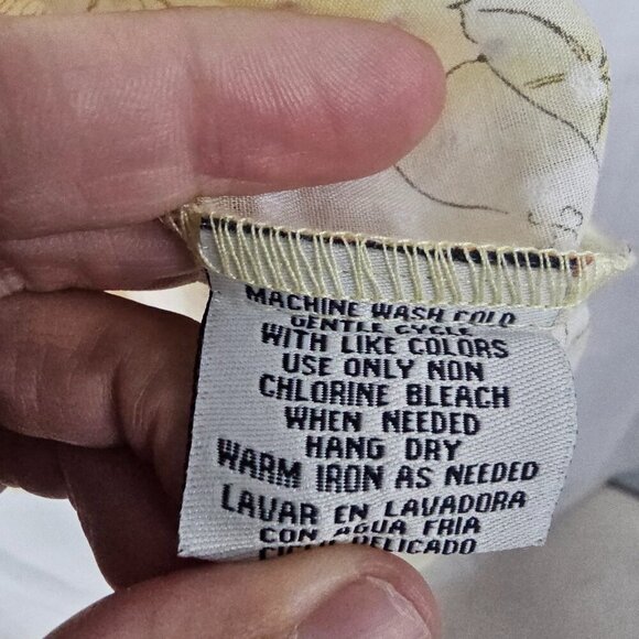 Yellow Salmon Floral Blouse Swiss Dot Boho Cottagecore 1X+ - Picture 8 of 9